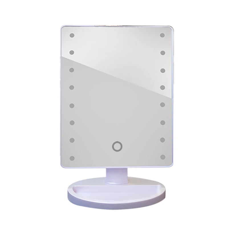 16 LEDS white Mioor, регулируемое, 20/16 светодиодов, освещенное зеркало для макияжа, с сенсорным экраном, портативное, увеличительное, настольная лампа, косметическое зеркало для макияжа - Цвет: 16 LEDS white