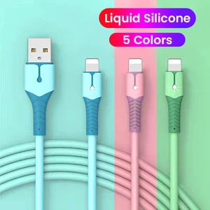 Imported USB Data Cable For iPhone 13 12 Mini Pro Max X XR 11 8 7 6s Liquid Silicone Charging Cable USB Data 