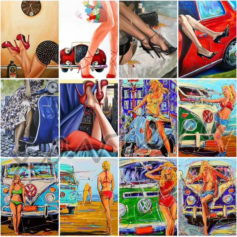 

5D Diy Diamond Painting Full Drill Sexy Girl Swimsuit Bikini Embroidery Cross Stitch High Heels Picture of Rhinestones Crafts