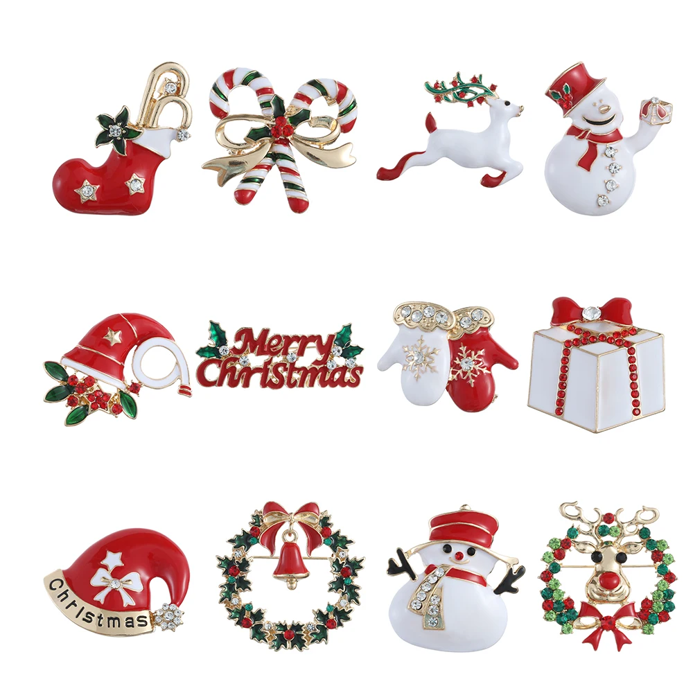 Рождественская брошь булавка Веселый милый Санта Клаус конфета эмаль шляпа
