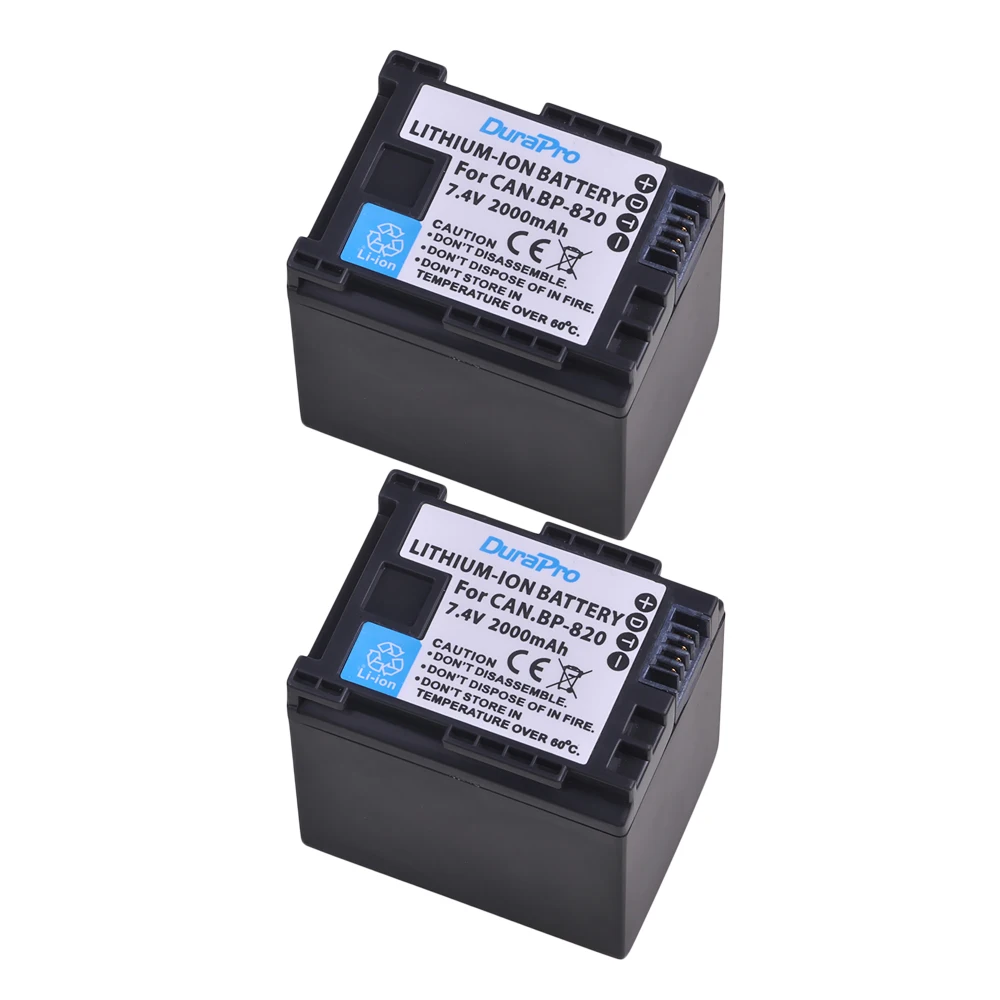 2 Battery 2x2000 mAh BP-820 BP 820 Аккумулятор для камеры Canon VIXIAGX10, HFG21, HFG30, HFG40, HFM30, HFM31, HFM32, HFM300, HFM301, HFM40, HFM41, HFM400 - Цвет: 2 Battery