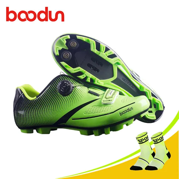 BOODUN mtb велосипедная Обувь zapatillas hombre профессиональные самозакрывающиеся велосипедные кроссовки MTB велосипедная обувь Нескользящая велосипедная Обувь Sapato - Цвет: Green shoes for sock
