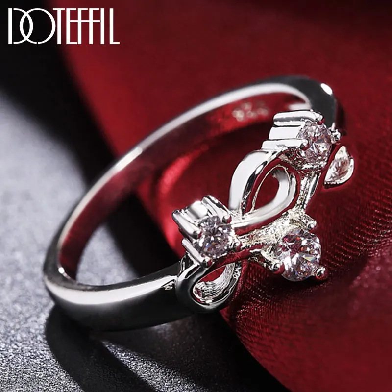 

DOTEFFIL 925 Sterling Silver AAA Zircon Ring Classic For Women Fashion Wedding Engagement Party Gift Charm Jewelry
