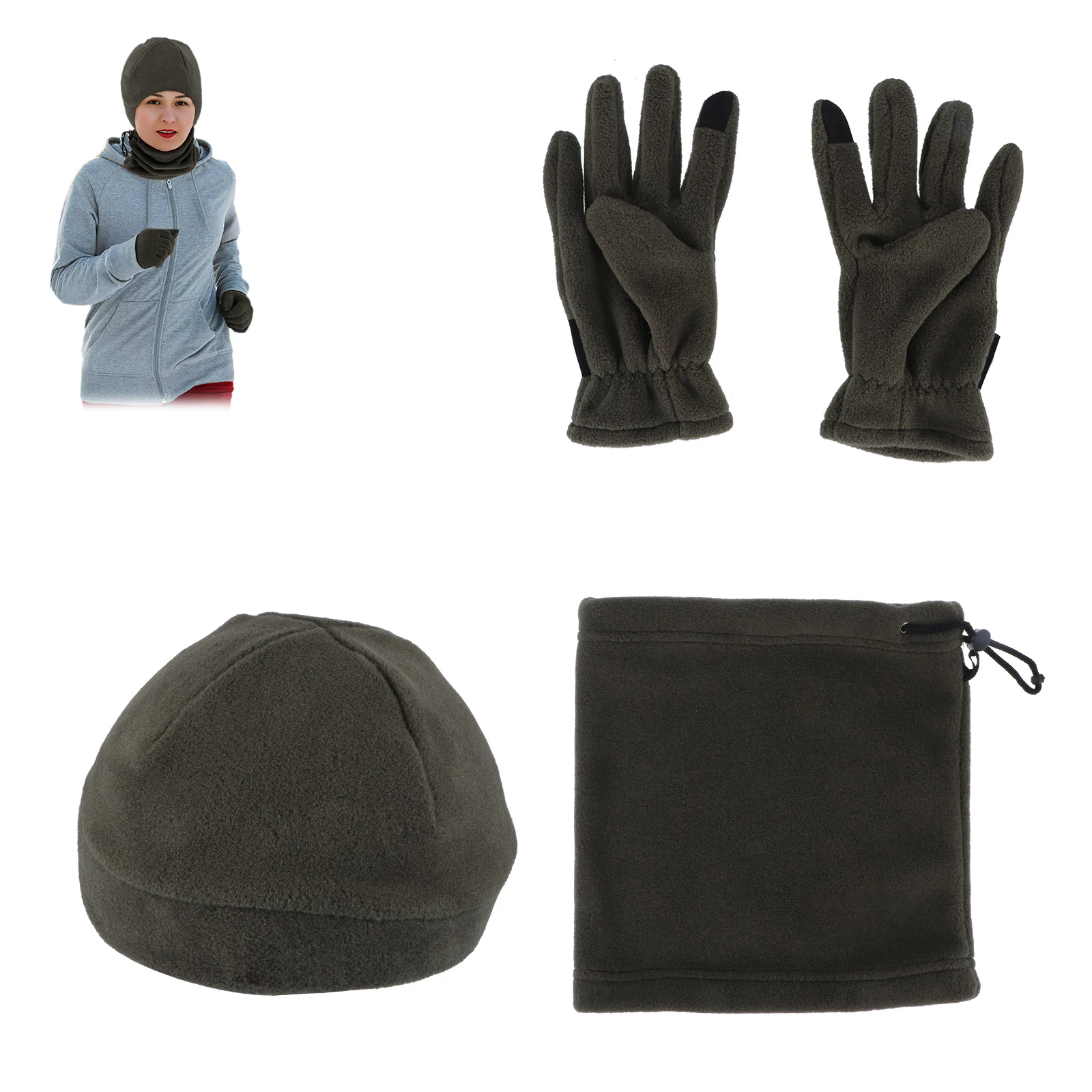 

Unisex Beanies Hat Scarf Gloves Set Winter Knitted Thick Warm Cap Women Men Soft Touch Screen Gloves For Outdoor Camping