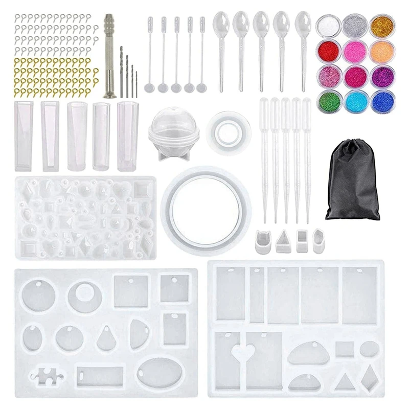 

148 PCS DIY Silicone Casting Molds And Tools Set With A Black Storage Bag For DIY Bracelet Pendant Gift Making