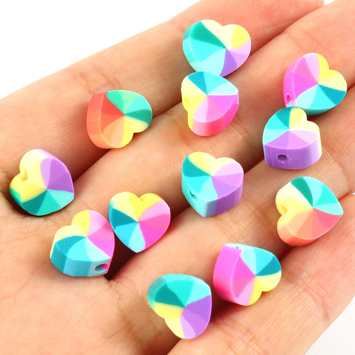 

10mm Mixed Love Heart Shape Clay Loose Spacer Beads Polymer Clay Beads For Jewelry Making DIY Handmade Accessories 50pcs/Lot