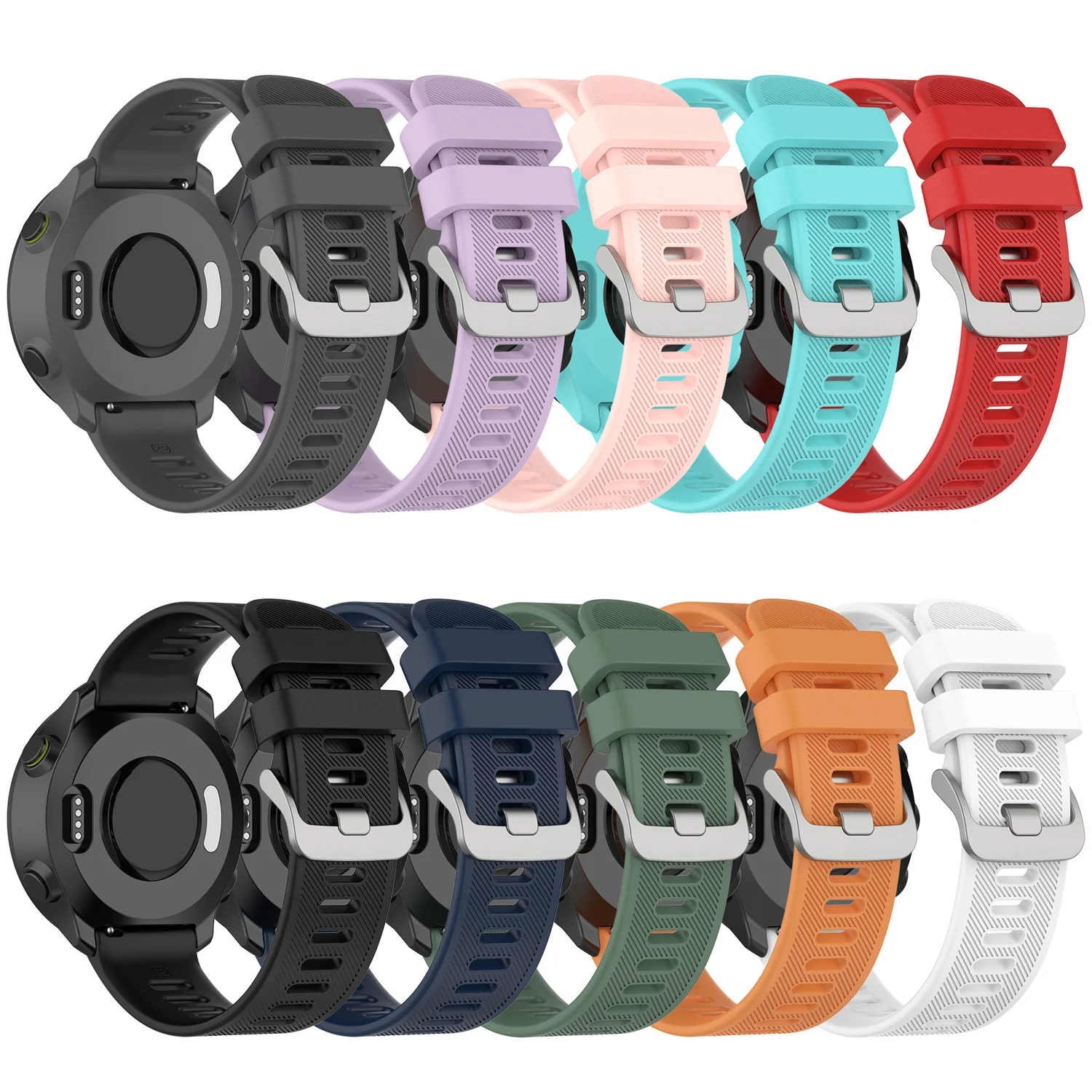 

Мягкий силиконовый ремешок eiEuuk для наручных часов, сменный ремешок для смарт-часов Garmin Forerunner 158/55/645/245/CAME Sq/Vivoactive 3