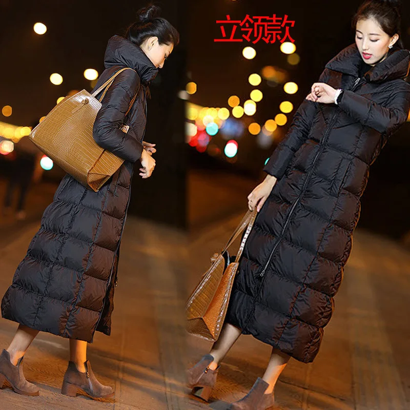 X-Long Thicken Womens Hooded Down Jacket Autumn Winter New Korean Version  Cotton Wadded Jacket Women Donsignet
