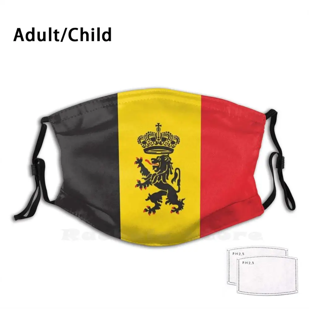 

Belgium - Flag Funny Print Reusable Pm2.2787 Filter Face Mask Country Flags Country Flag Belgium Europe