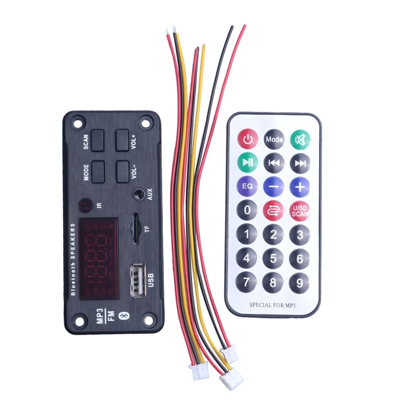 

NewWireless Bluetooth MP3 WMA Decoder Board Remote Control Player 12V Audio Module Support USB TF AUX FM Audio Radio Module for