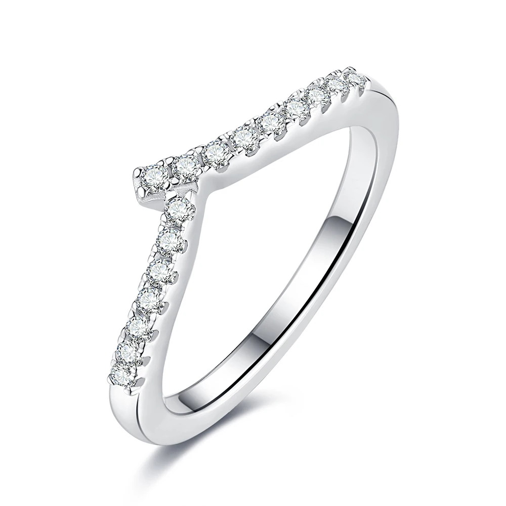 

BOEYCJR 925 Silver D color 1.3mm Total 0.16ct Moissanite VVS1 Simple Design Wedding Ring Matching Band for Women Gift