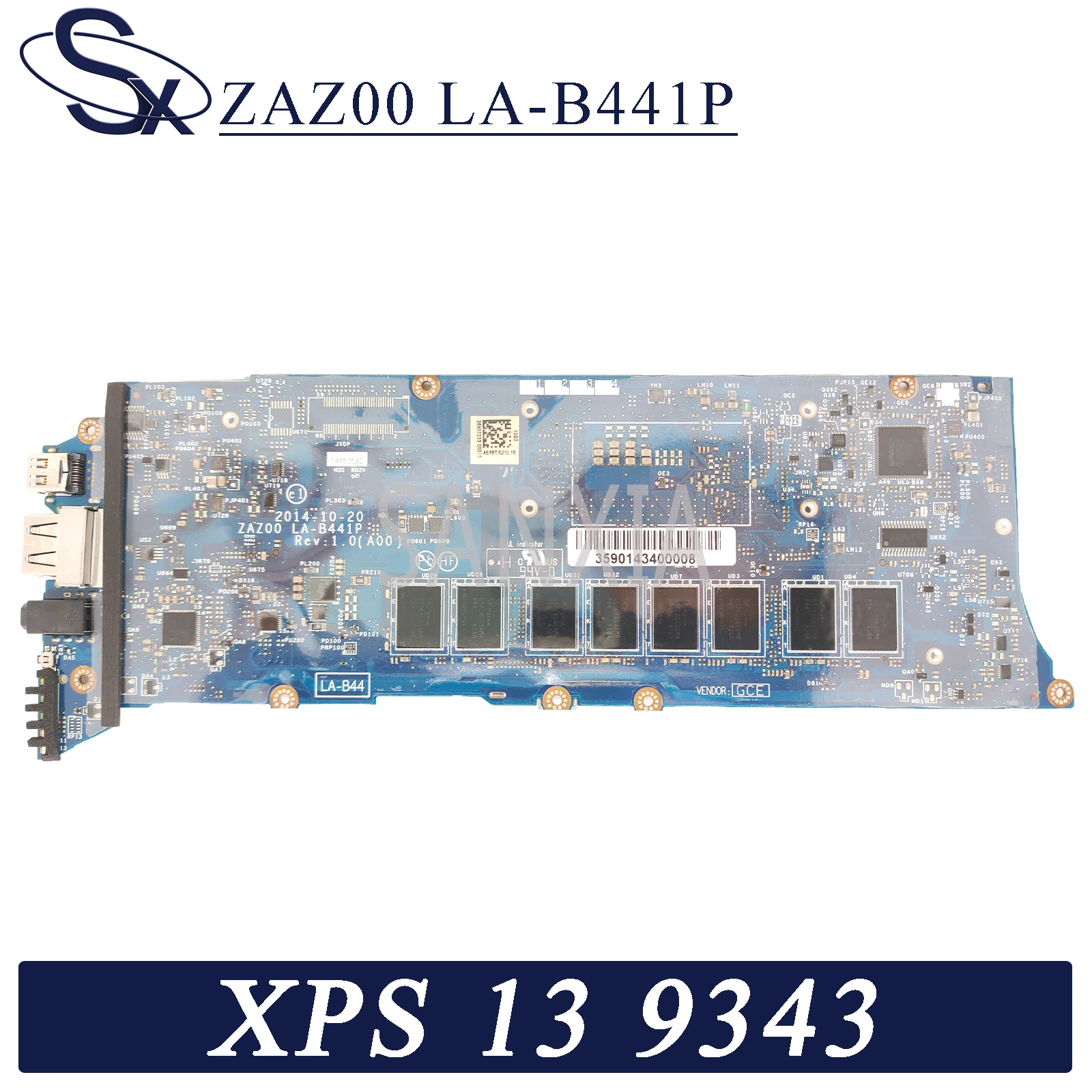 kefu zaz00 la b441p laptop motherboard for dell xps 13 9343 original mainboard ddr3l 8gb ram i7 5500u free global shipping