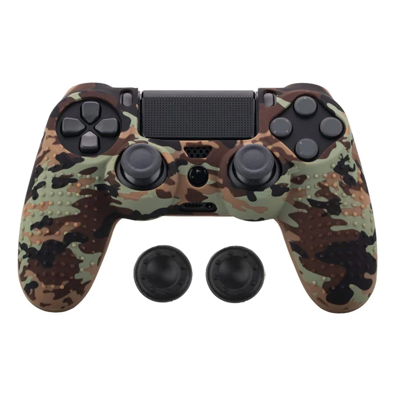 Анти-скольжения силиконовый чехол кожи чехол для sony PlayStation Dualshock 4 PS4 Pro Slim контроллер+ 2 Стик Захваты крышки - Цвет: D