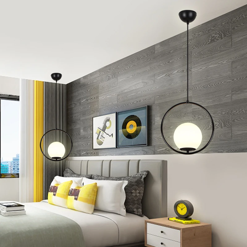 

Bedside lamp black lamp is contemporary and contracted sitting room bar single head small northern bedroom new chandelier three