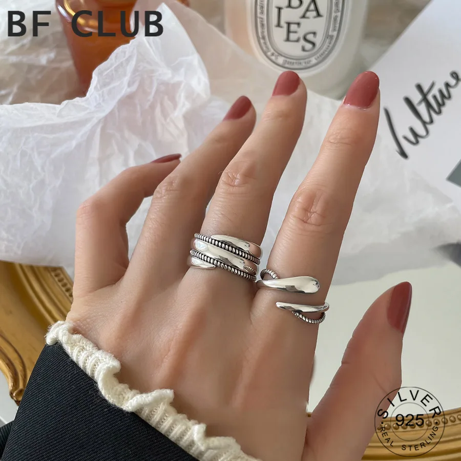 

925 Sterling Silver Rings For Women Vintage Retro Cross Pattern Opening Handmade Simple Design INS Trendy Fine Jewelry