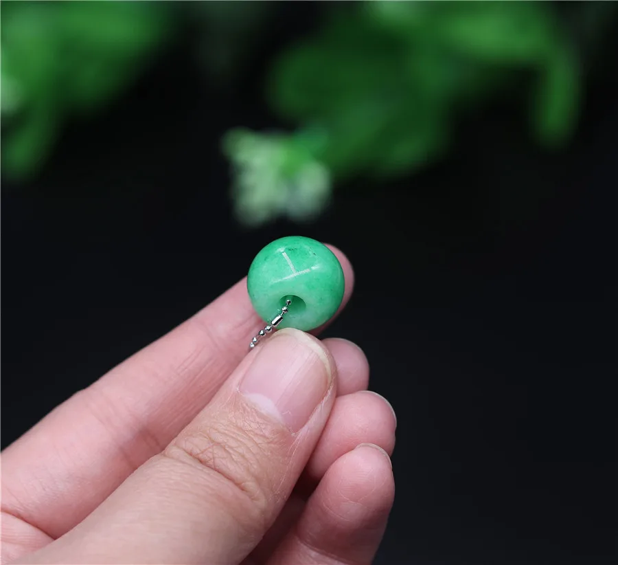 1 натуральный зеленый нефрит 15 мм счастливый бисер кулон китайское ожерелье