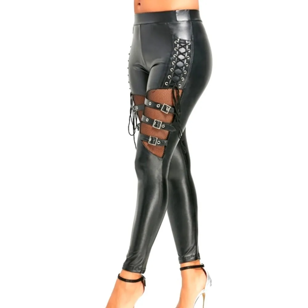 Женские облегающие брюки из искусственной кожи готические леггинсы в стиле панк