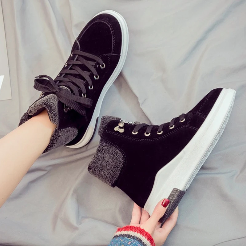 

2020 Women Sneakers New Fashion Flock Women Casual Shoes Breathable Autumn Winter Lace-Up Flats Platform Women Shoes OEING