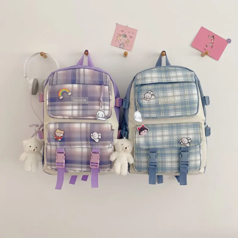 4 pcs sets canvas Schoolbags For Teenage Girls Female Children Shoulder Bags New Trend Female Backpack Fashion Women Backpack
