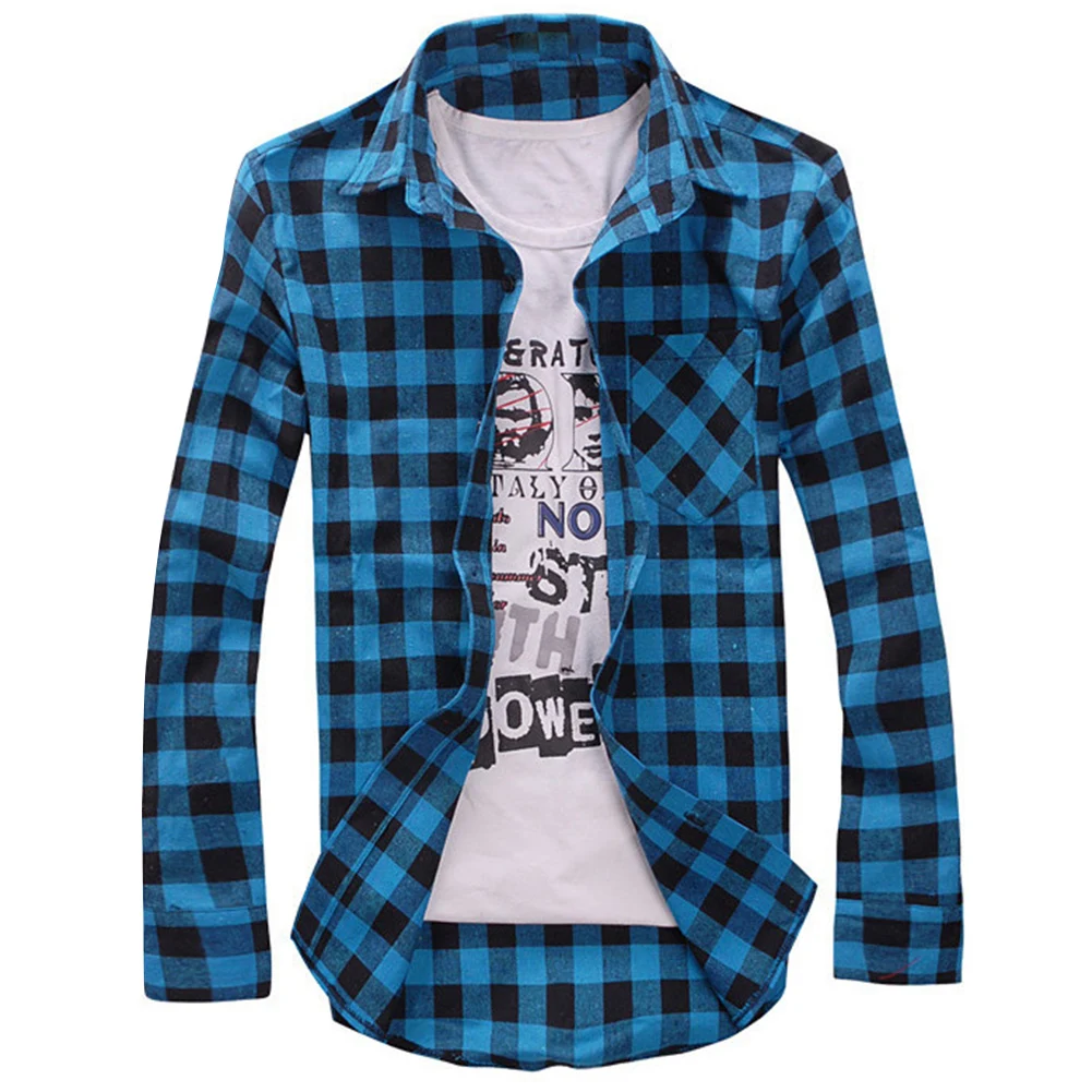 Мужская свободная клетчатая рубашка повседневная куртка для студента с длинным