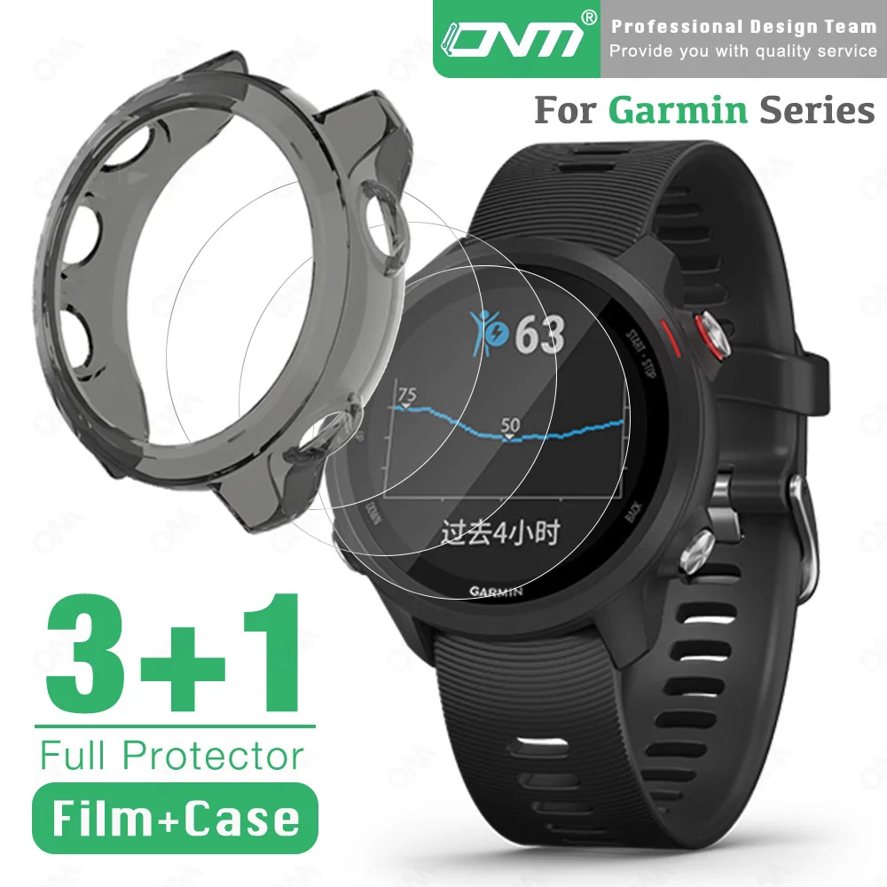 Защитный чехол + Защитная пленка для Garmin Forerunner 45 45S 245 245M 55 158 Swim 2 Vivoactive 3 Music Cover с