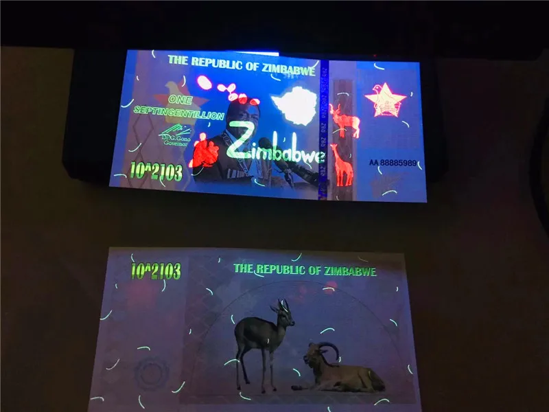 Копия банкнот Зимбабве одна септингентальона банкноты 10 ^ 2103 невалютные