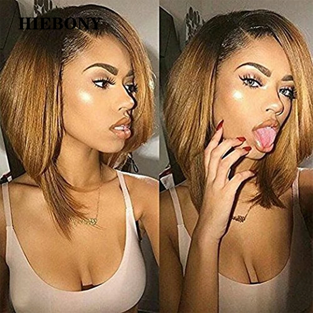 

Short Bob 1B27 Lace Front Human Hair Wigs with Baby Hair Ombre Blonde Short Bob 13x6 Lace Front Wigs Bleached Knots for Women