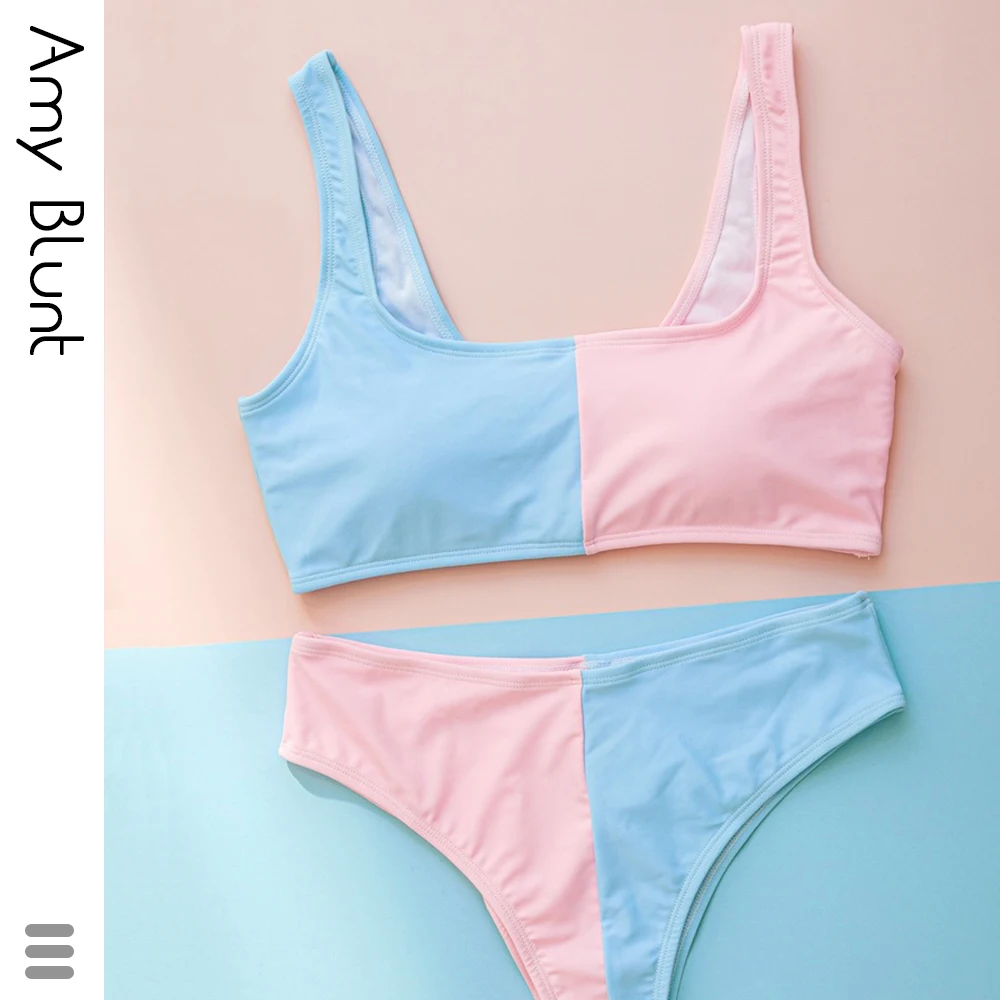 

2020 Hot Sale Patchwork High Waist Women Swimwear Sexy Bikini Set Crop Top Lady Beachwear Two Piece Swimsuit Lady Bathing Suits