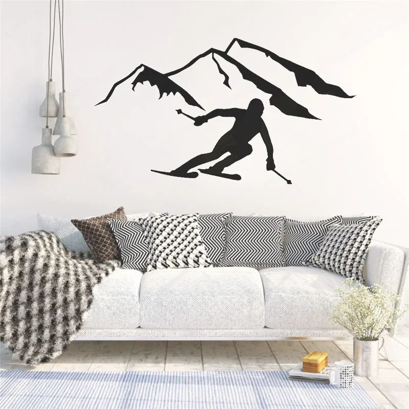 

Настенная Наклейка HL223 для горных лыж, мужчин, Виниловая наклейка для катания на лыжах, экстремальных видов спорта для детей, художественное...
