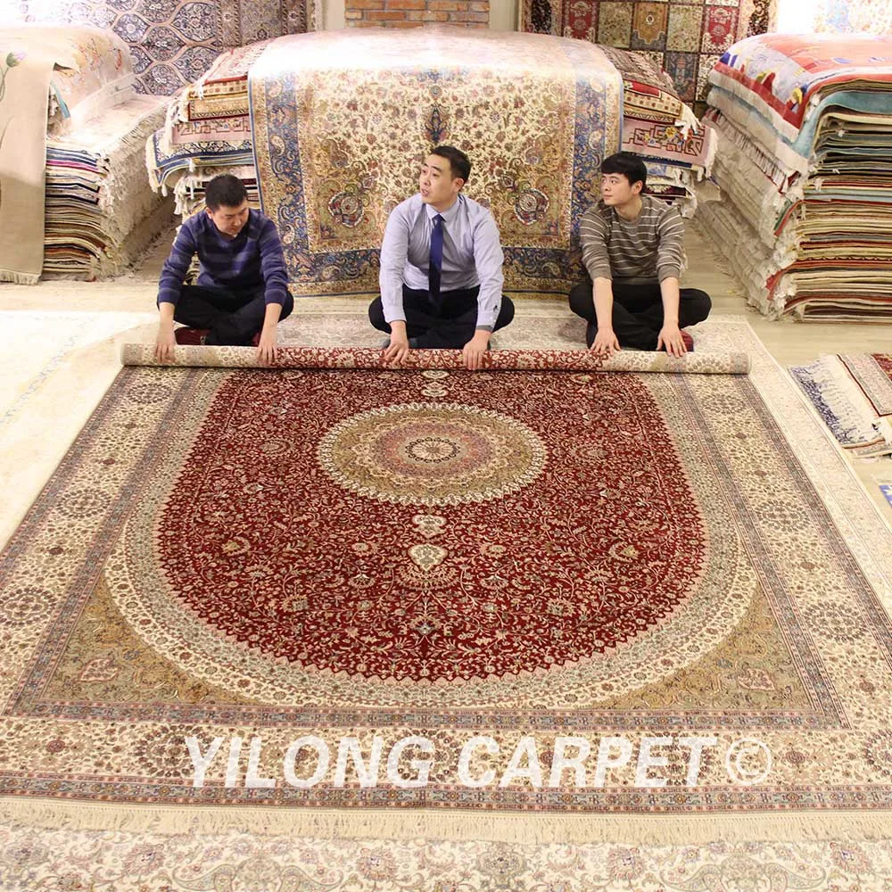 YILONG 9 'x 12' роскошный красный медальон персидский классический ковер ручной