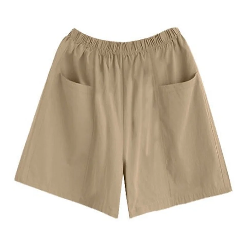 

Women Short Loose Wide Leg Plus Size M-4XL Big Pockets Simple Summer Casual All-match Bottoms High Waisted Female Chic New Daily