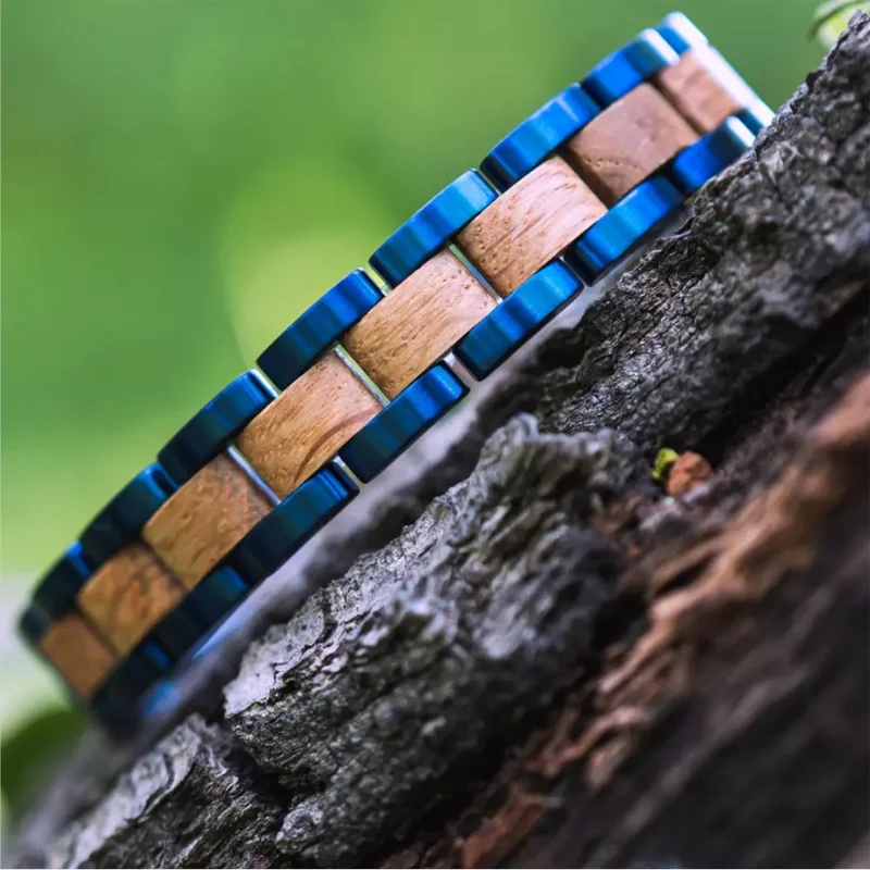 9mm Men Women Bracelet Stainless Steel Luxury Brand Charm Metal Oak Wood Blue Bandlets Element Factory Price | Украшения и