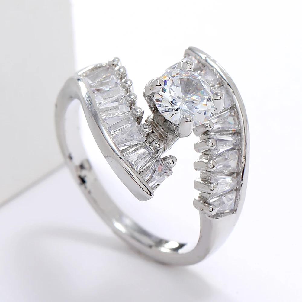 

LUALA Silver Color T Shape AAA Zircon CZ Ring for Women Statement Party Engagement Rings Fashion Jewelry High Cost Performance