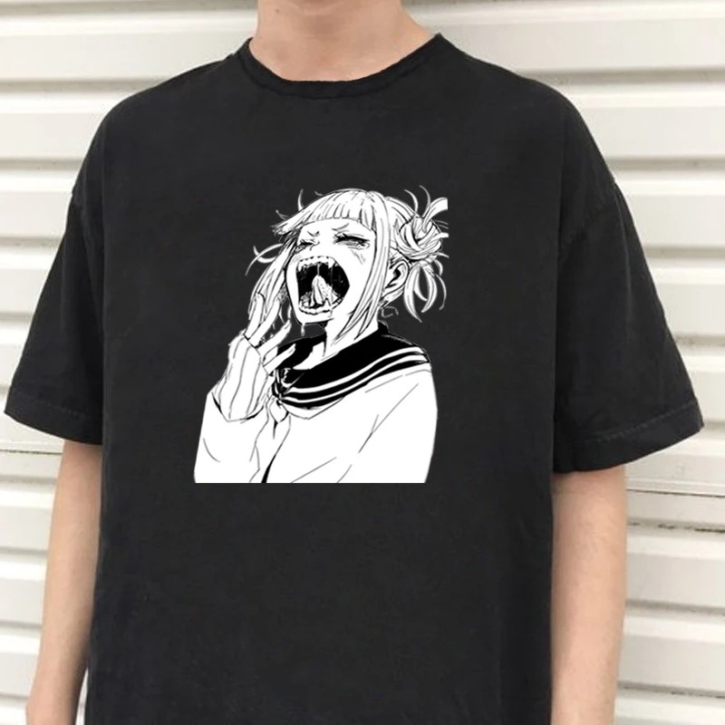 Harajuku/японская Футболка с принтом Toga Himiko, Мужская футболка с надписью Boku No Hero Academy, Мужская Уличная футболка с надписью My Hero Academy, футболки в стиле хип-хоп