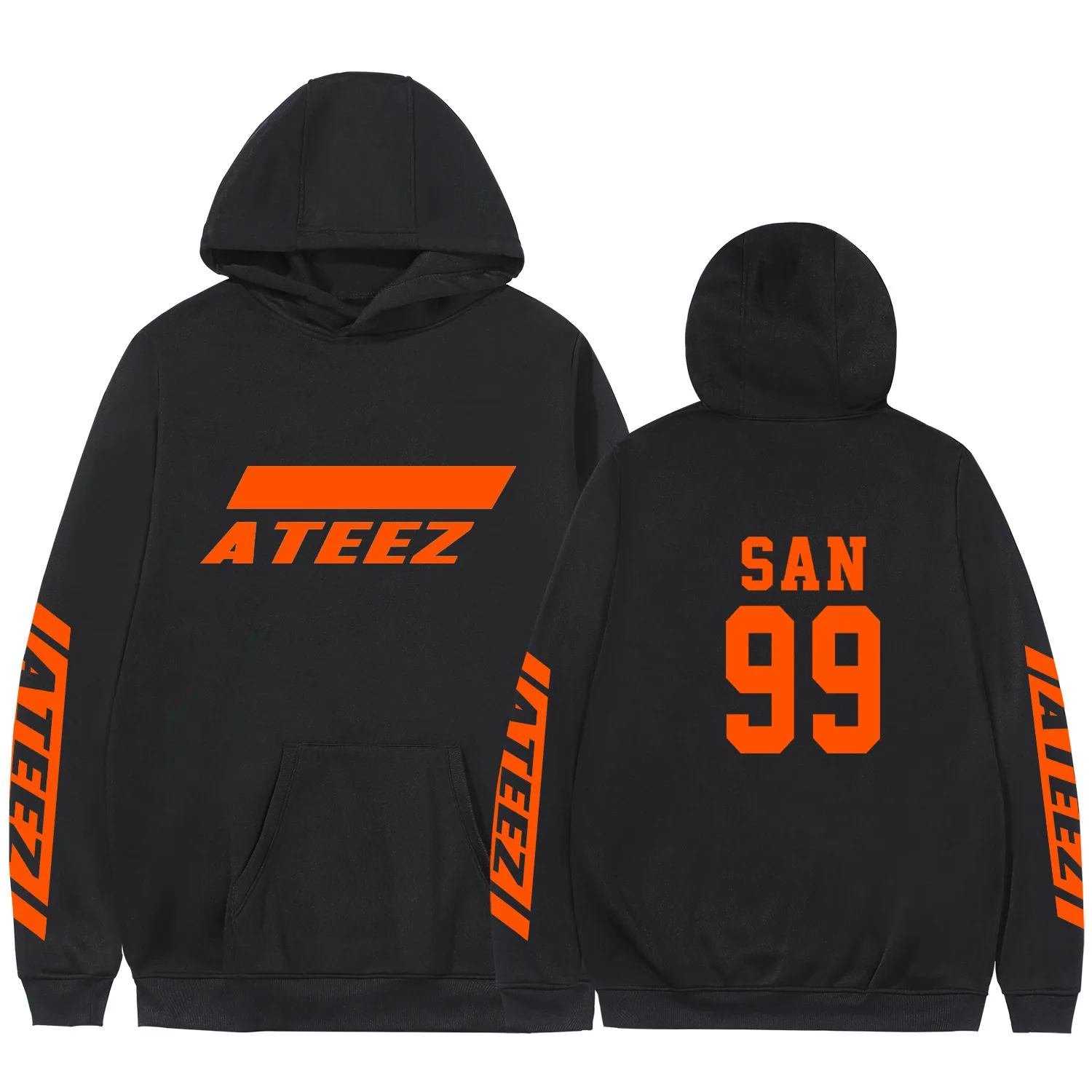 Ateez Kpop альбом толстовка с карманом Crewneck флисовая теплая Kawaii Haajuku Зимние толстовки с длинными рукавами