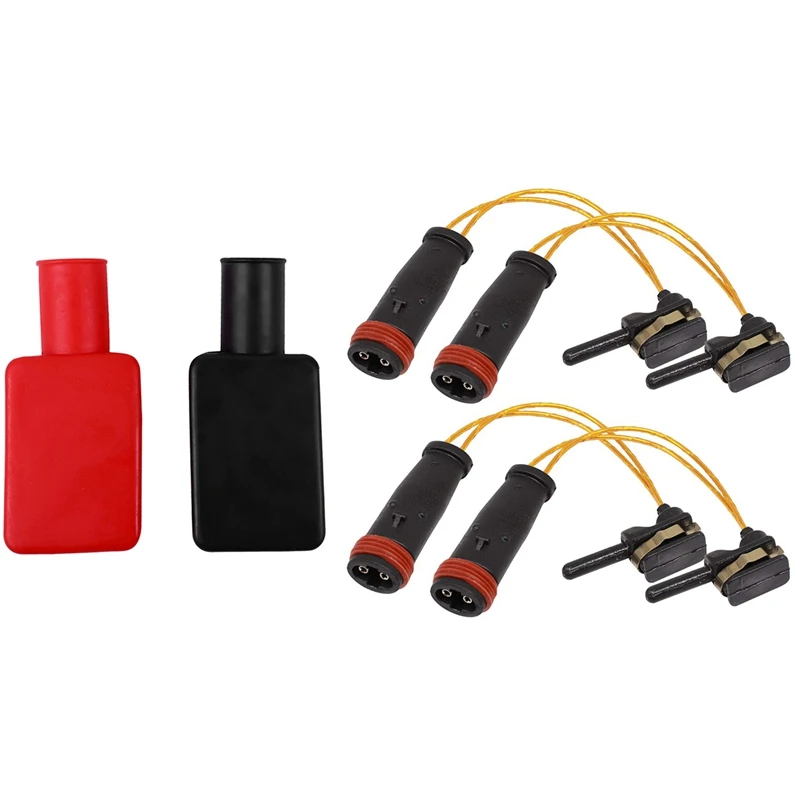 

6 Pcs Car Accessories: 4 Pcs Brake Pad Wear Sensor & 2 Pcs Car Battery Positive And Negative Protective Covers
