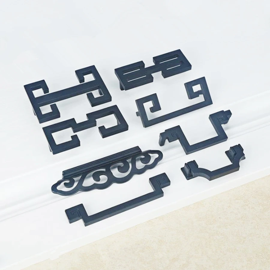 Черная ручка из цинкового сплава для ящика шкафа дверцы художественная мебель в