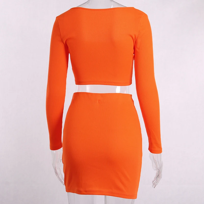 

Hot Sale Summer Casual Two Piece Set Sexy Off Shoulder Tops Single-breasted High Waist Skirt Suit Women Solid Fashion Sets