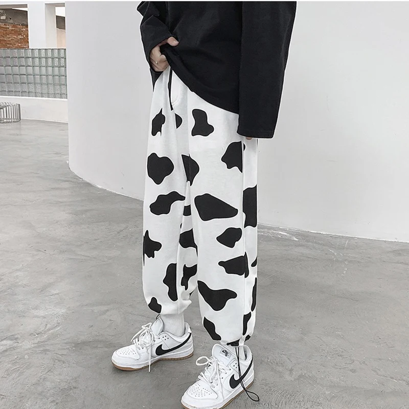 HWLZLTZHT свободные прямые брюки для женщин с принтом коровы Пот Брюки карманами