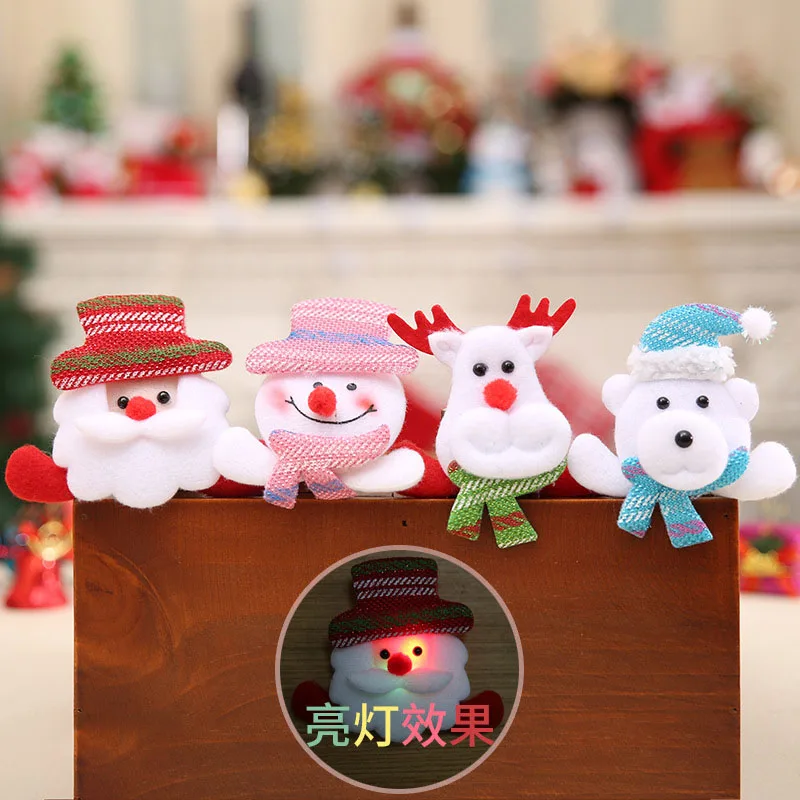 1 шт. брошь с лосем в виде Санта-Клауса снеговика медведя со светлым елочным