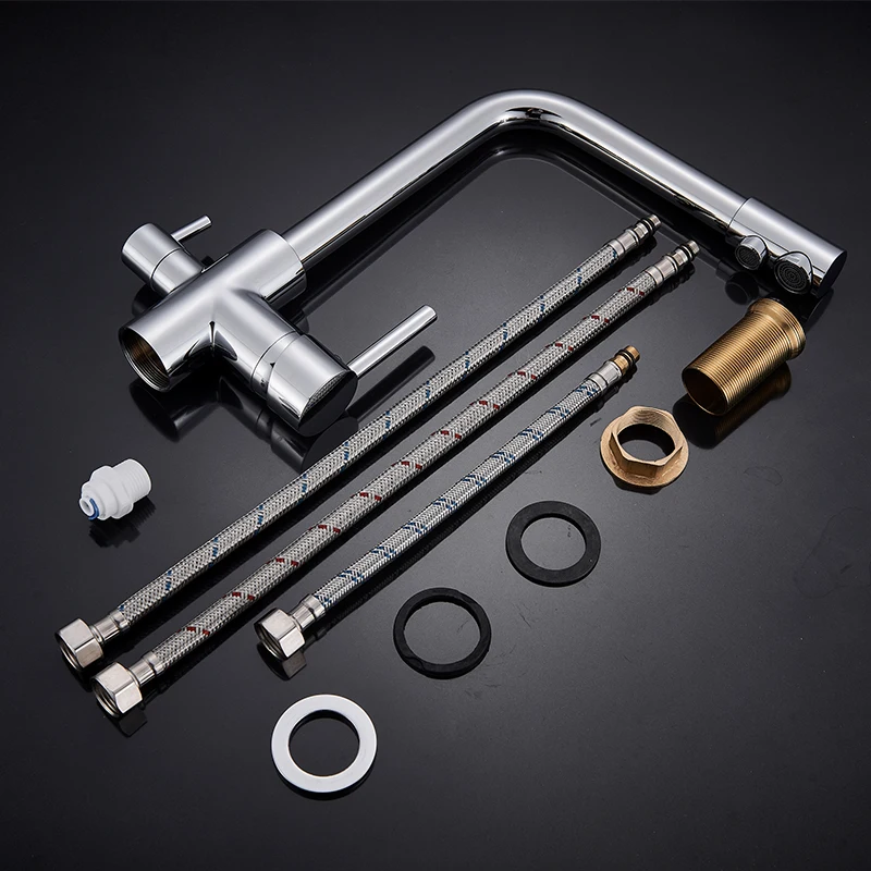 

Chrome Waterfilter Taps Kitchen Faucets Mixer Drinking Water Filter 3 way Kitchen Faucet Sink Tap H/C Water Mixer Tap