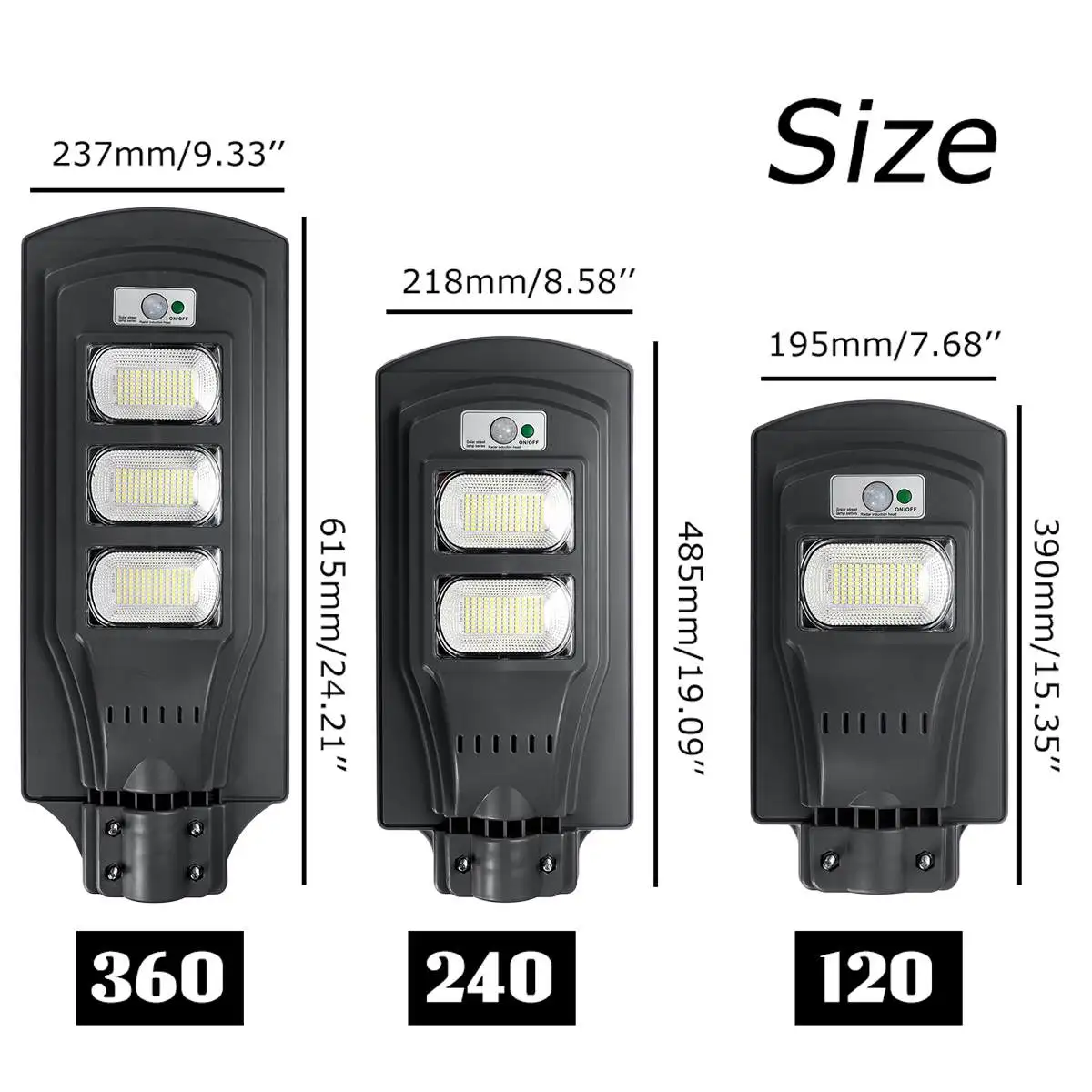 

120/240/360W LED Solar Street Light Wall Garden Lamp Waterproof Outdoor Lighting Dusk to Dawn PIR Motion Sensor~Remote Control