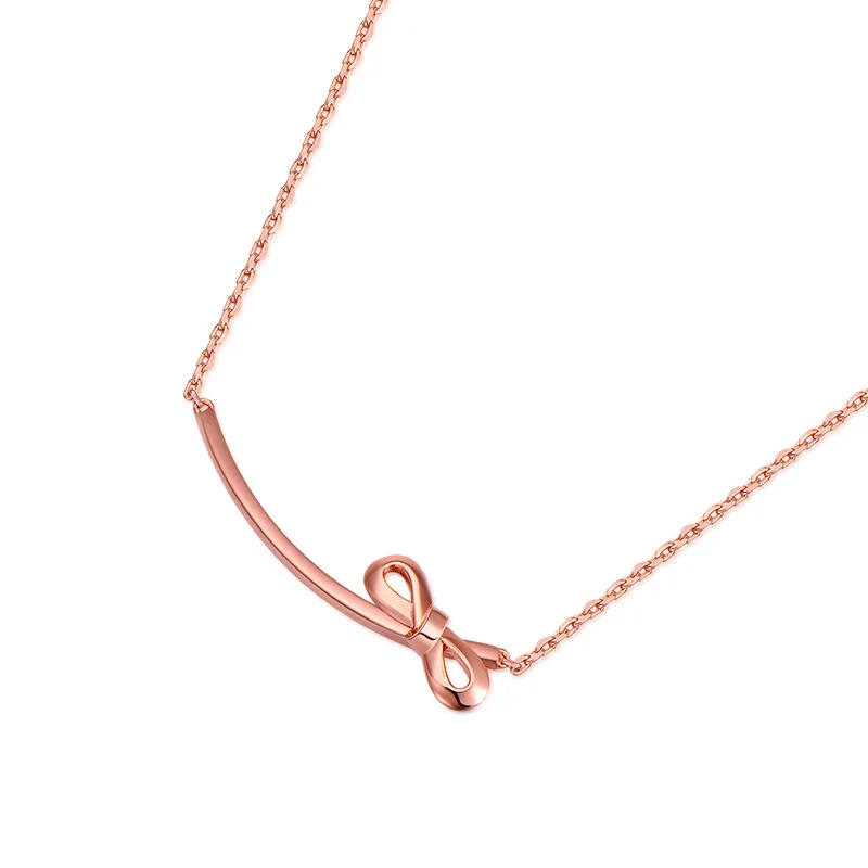 

Fashion Ink Series S925 Silver Smiling Bow Necklace Ladies Collarbone Chain