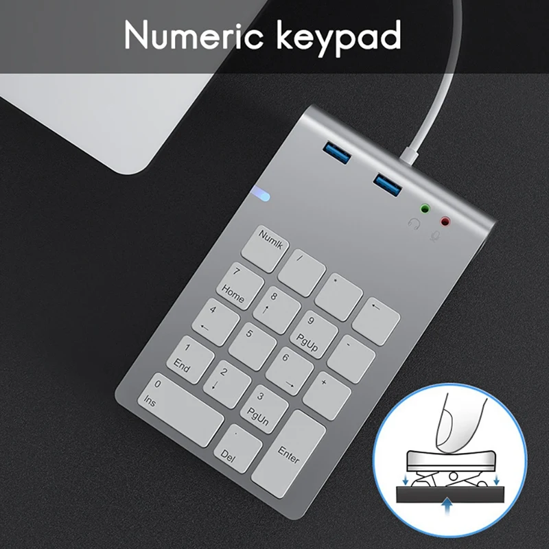 USB цифровая клавиатура с 3 5 + мм аудиоинтерфейсный концентратор