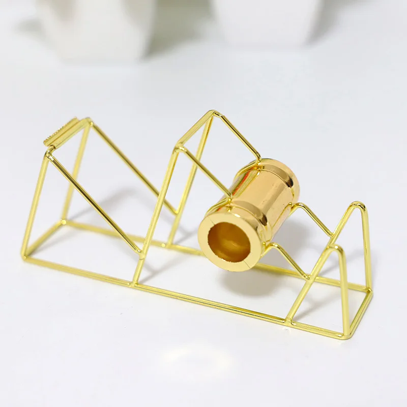 Desktop Tape Dispenser Wire Metal Beautiful Desk Accessory Classically Designed for the Office or Home (Gold L) |