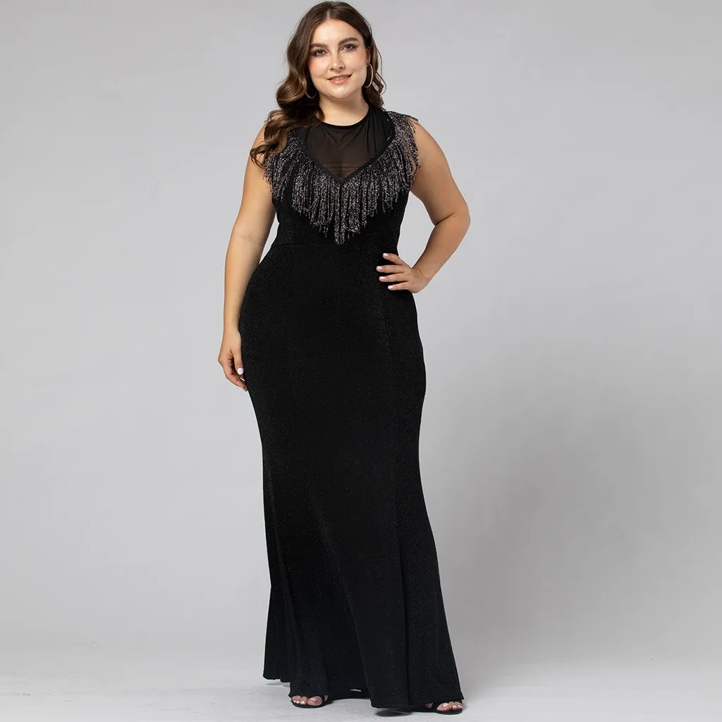 Женское вечернее длинное платье без рукавов большие размеры вечерние платья с