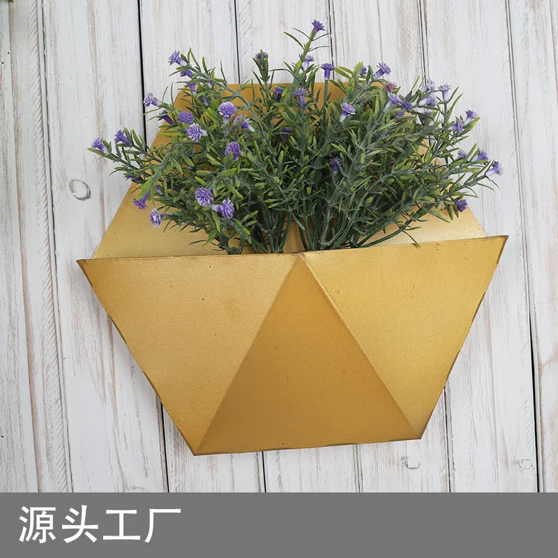 

Creative wall wrought iron flowerpot decoration home modern minimalist geometry wall tin flower basket ornaments