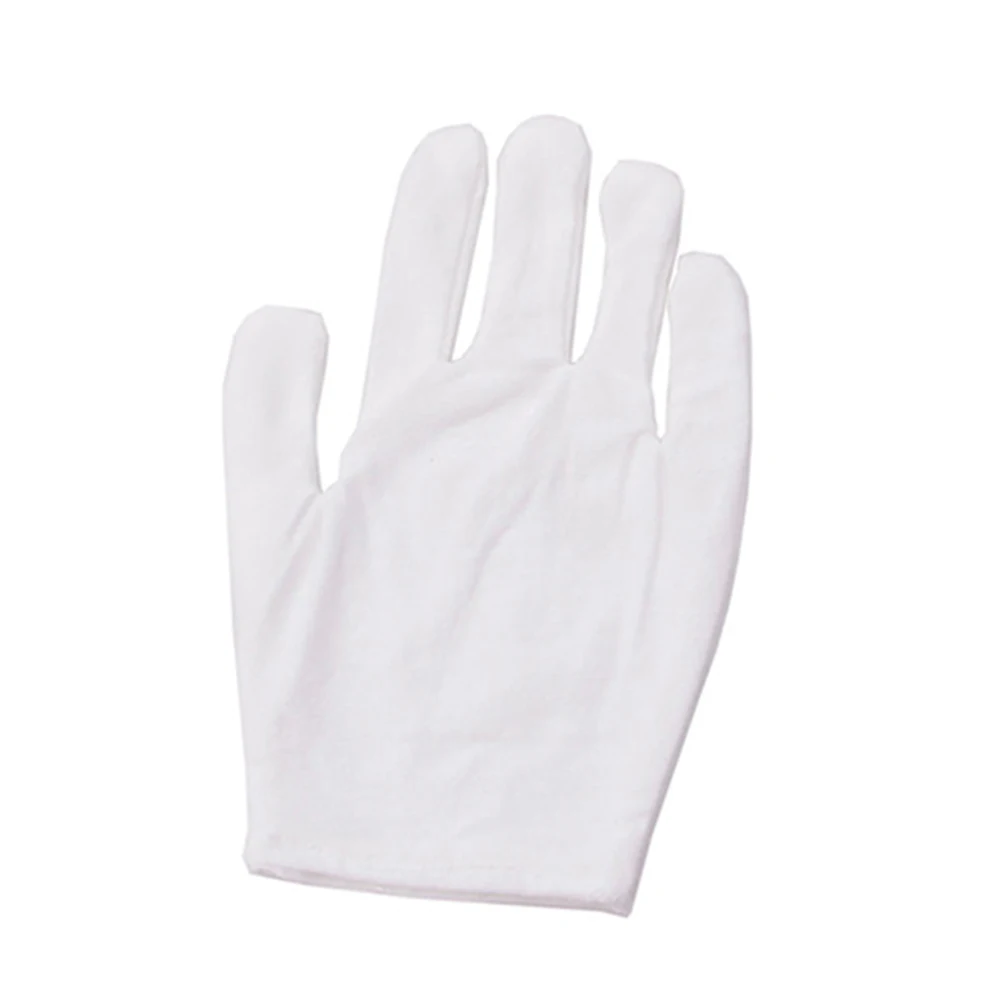 

12 Pairs Driving Gloves White Inspection Cotton Coin Jewelry Worker Etiquette Glove Autumn Winter Warm Elastic Cycling Mittens