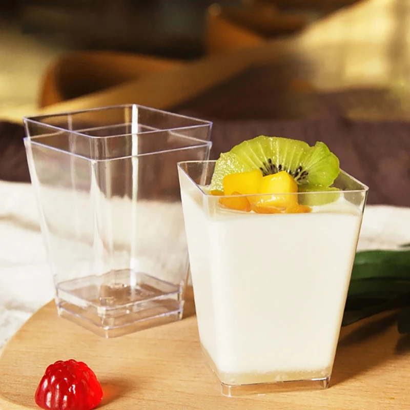 

25 Pcs Disposable Mousse Dessert Cup Transparent Pudding Cup Tableware Disposable Kitchen Dessert Making Tools