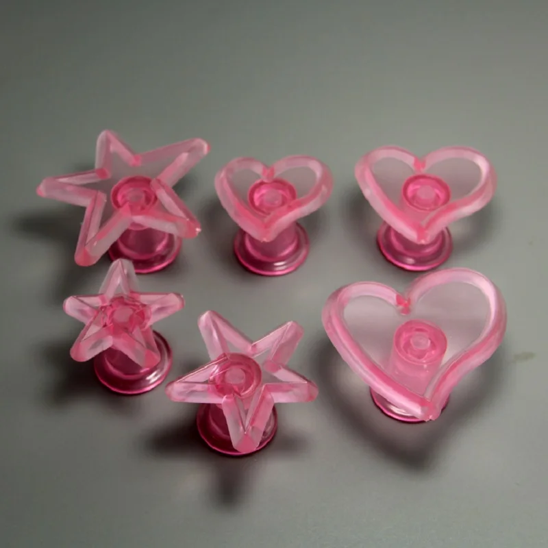 

(10set/Lot)Free Shipping FDA High Quality Plastic 6pcs Stars/Hearts Shapes Cake Fondant Mold Set